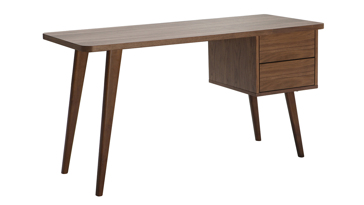 Design-Schreibtisch Nussbaum L140 cm FIFTIES