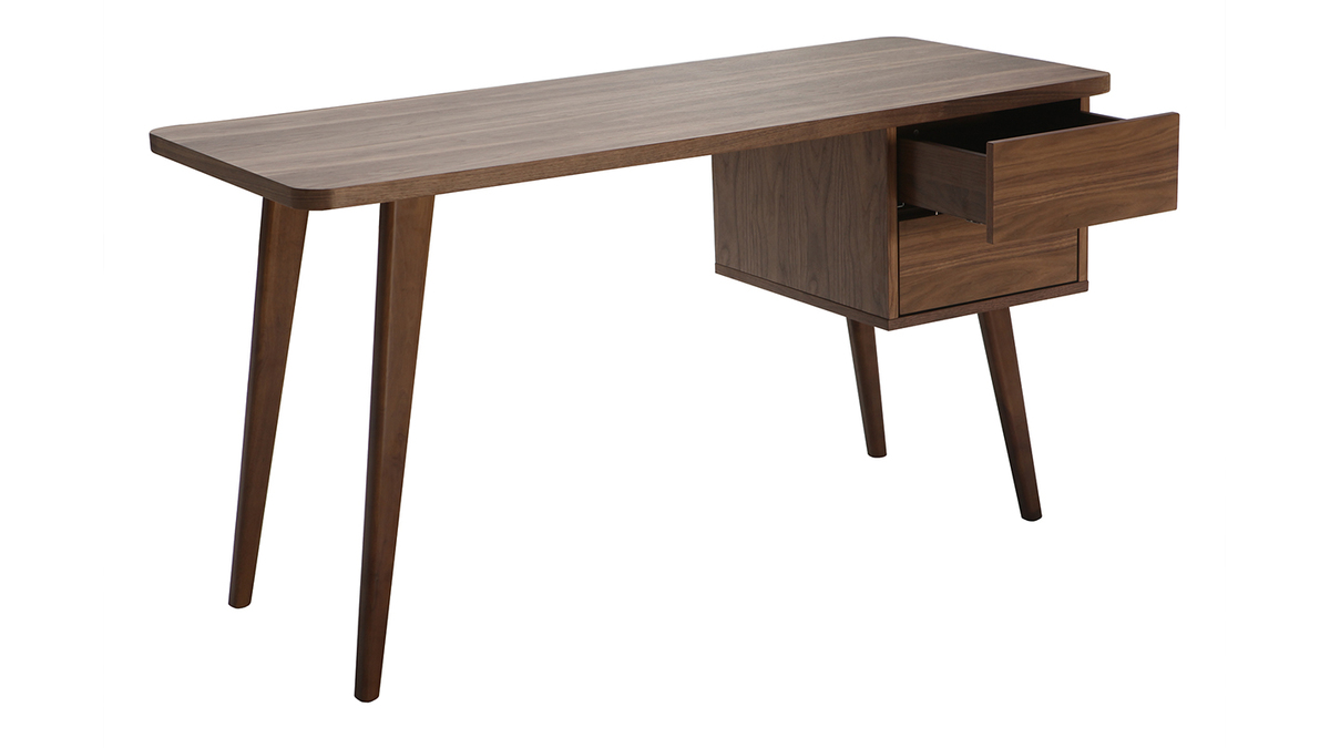 Design-Schreibtisch Nussbaum L140 cm FIFTIES