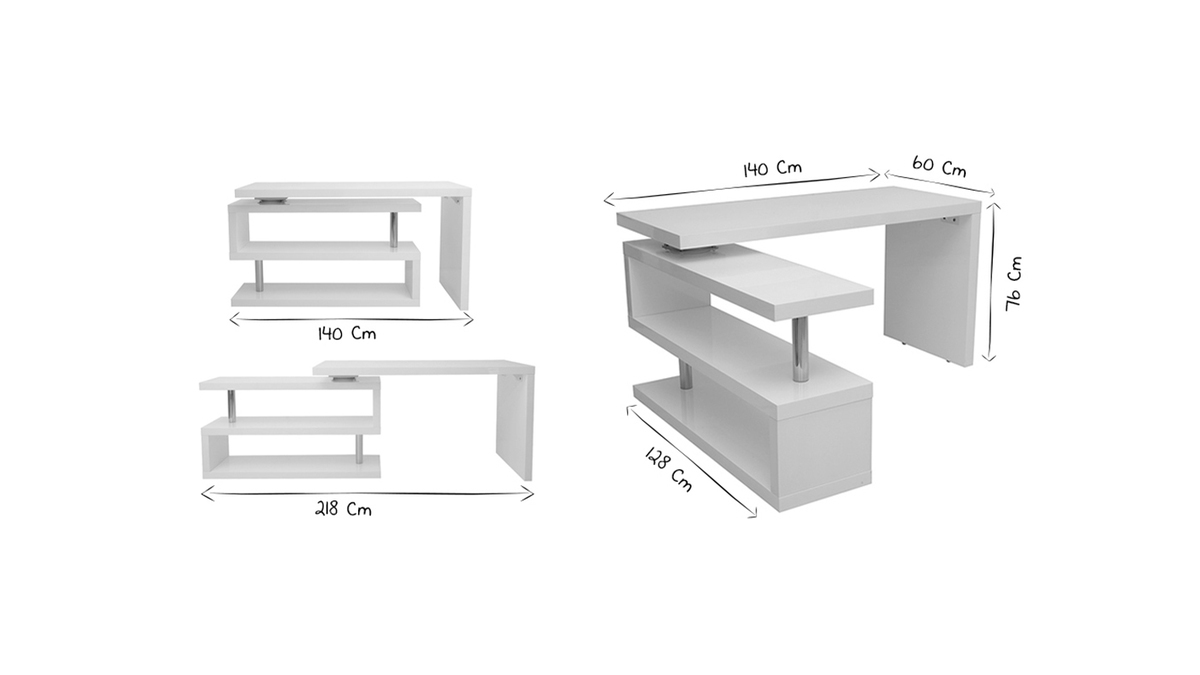 Design-Schreibtisch schwarz lackiert verstellbar MAX