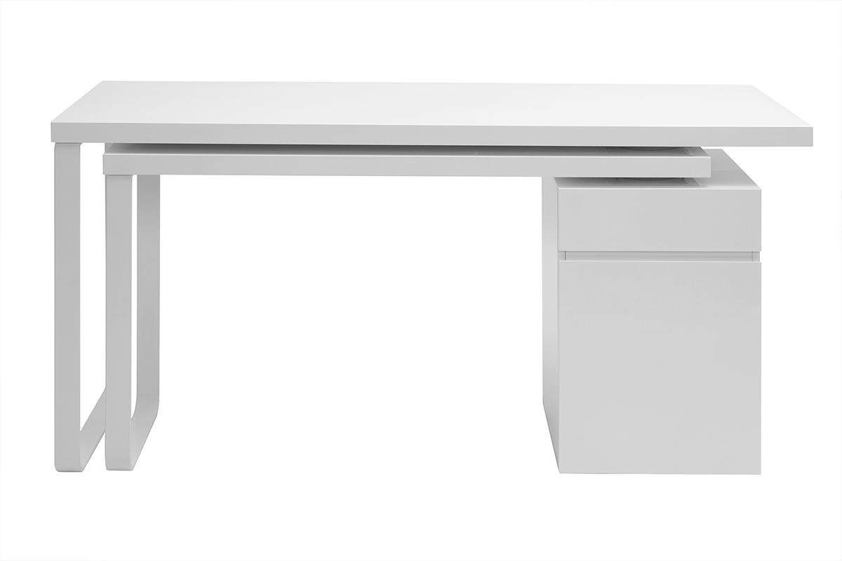 Design-Schreibtisch verstellbar Wei glnzend VOXY