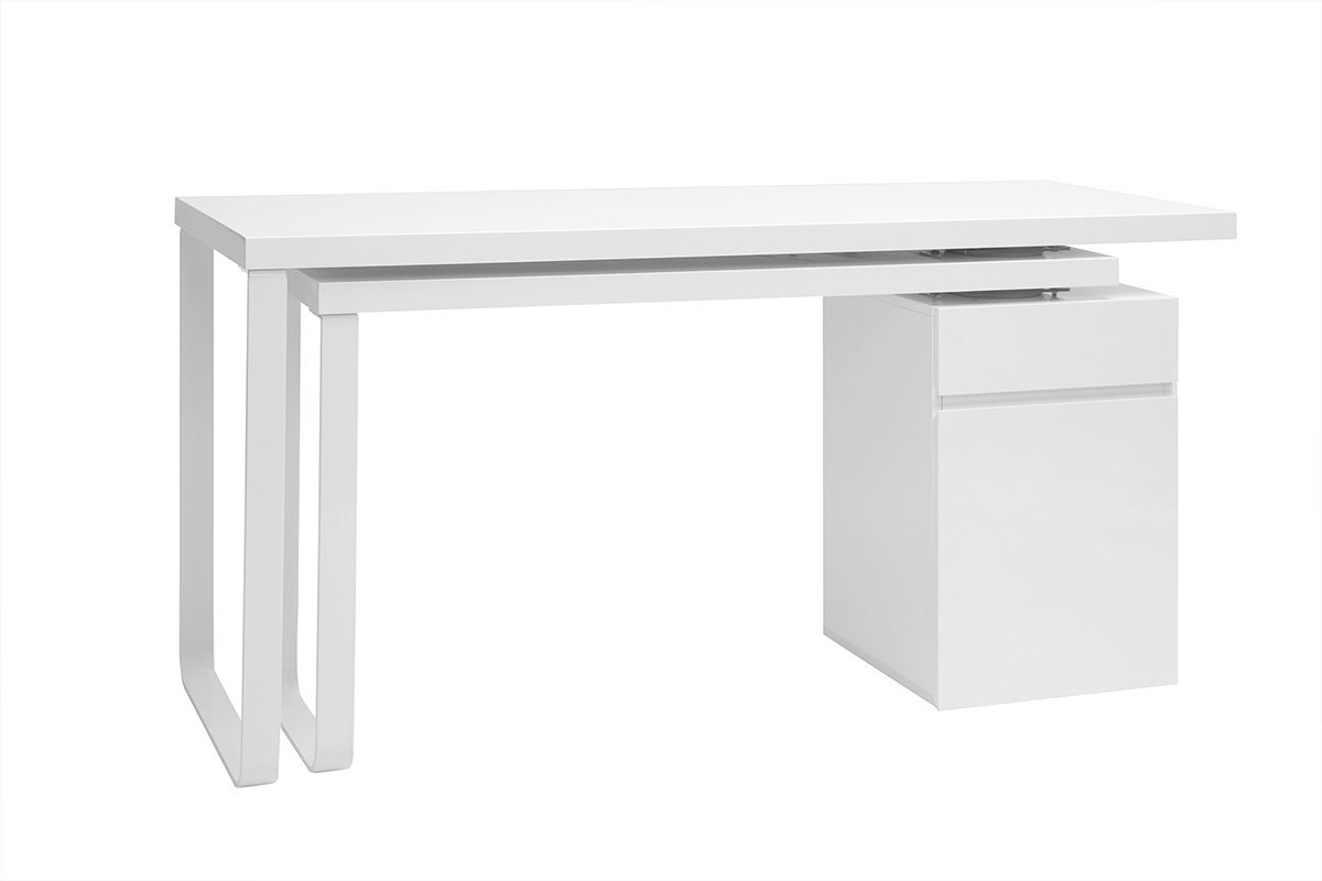 Design-Schreibtisch verstellbar Wei glnzend VOXY
