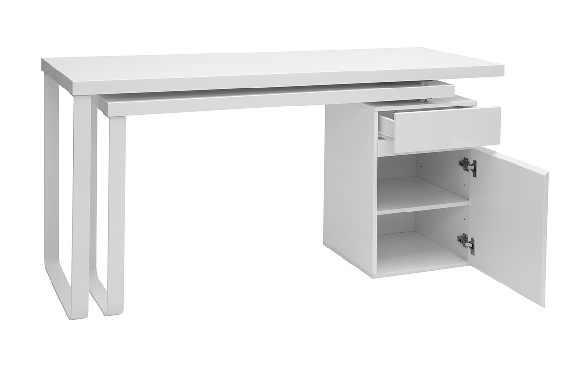 Design-Schreibtisch verstellbar Wei glnzend VOXY