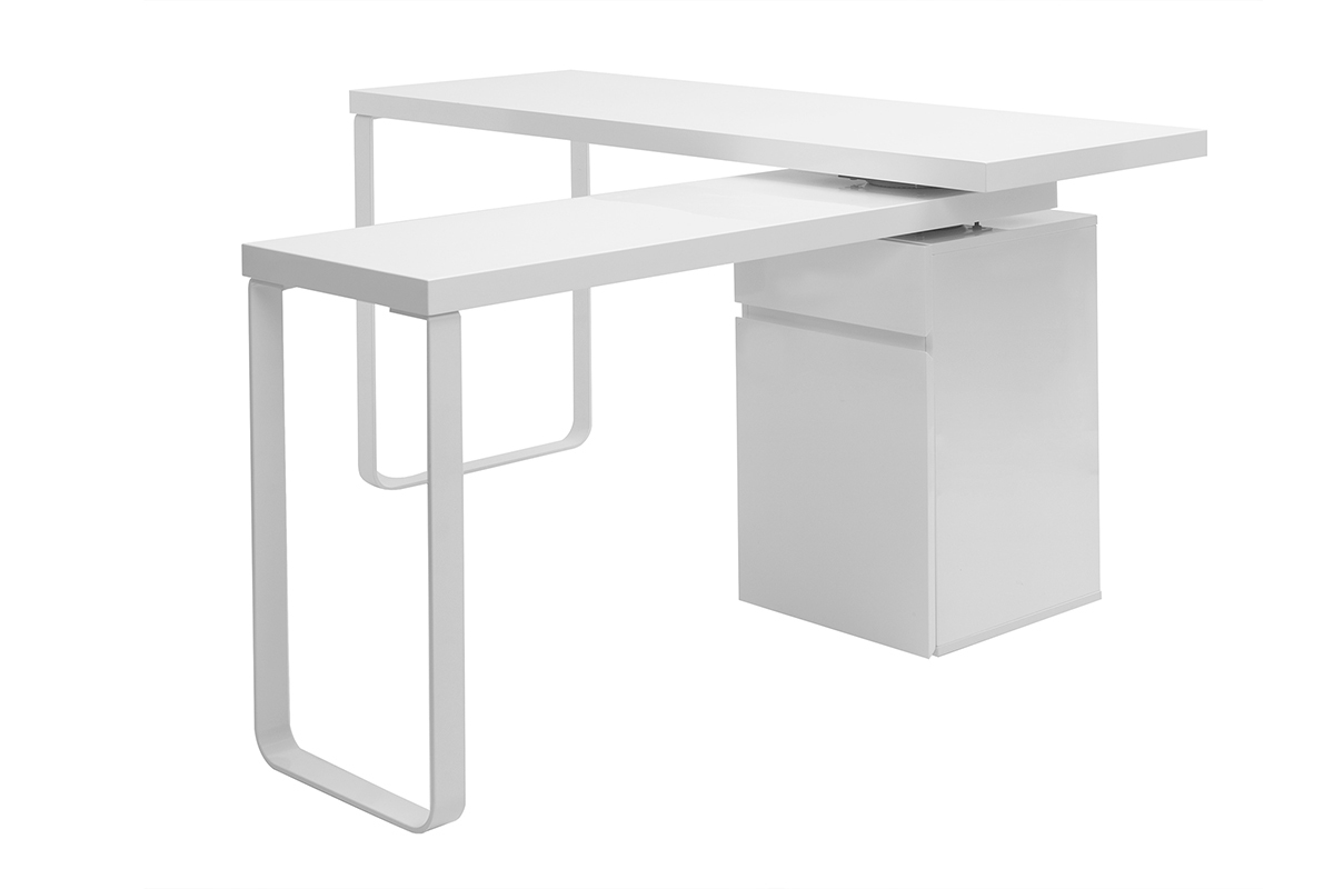 Design-Schreibtisch verstellbar Wei glnzend VOXY