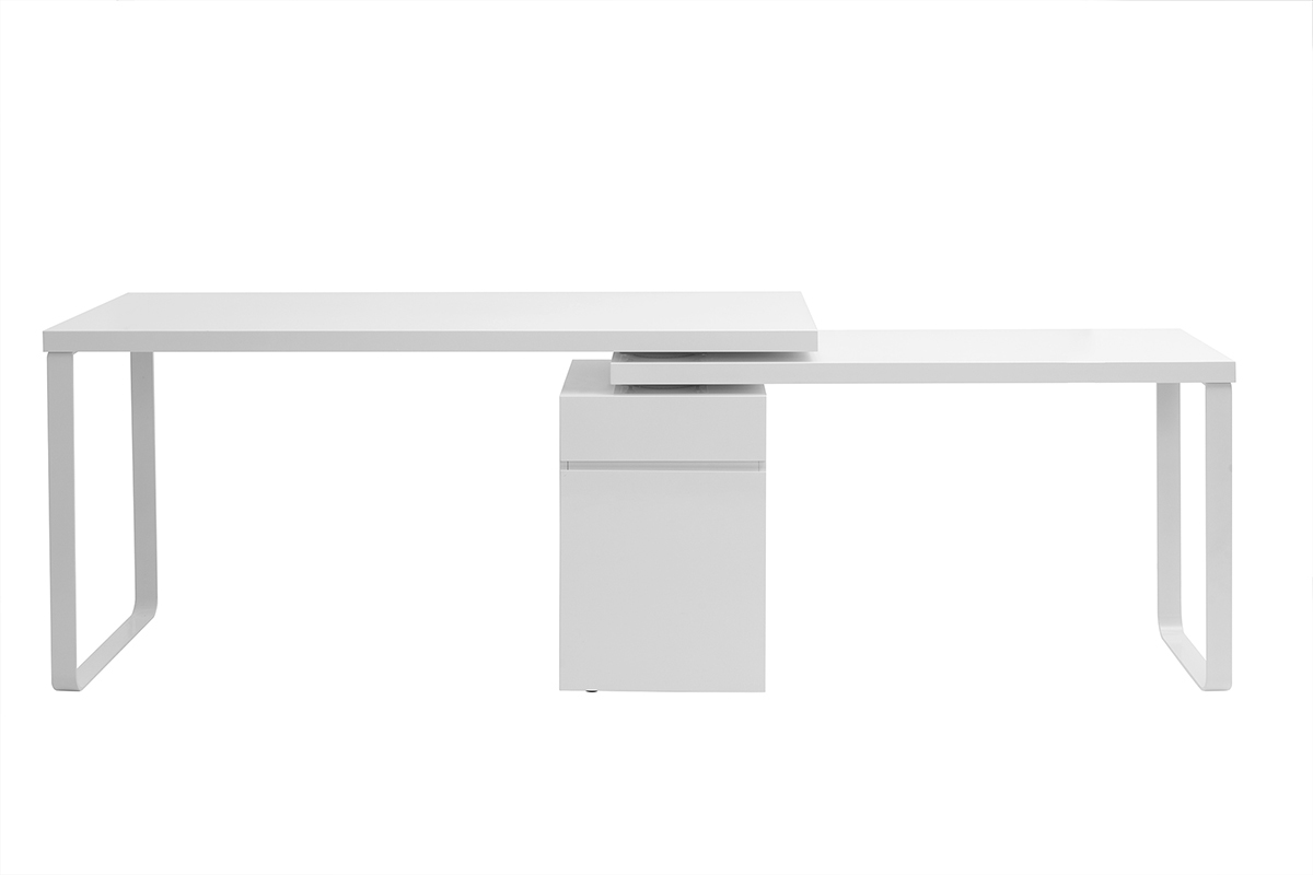 Design-Schreibtisch verstellbar Wei glnzend VOXY