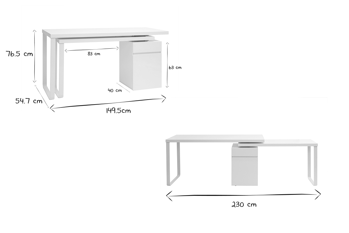 Design-Schreibtisch verstellbar Wei glnzend VOXY