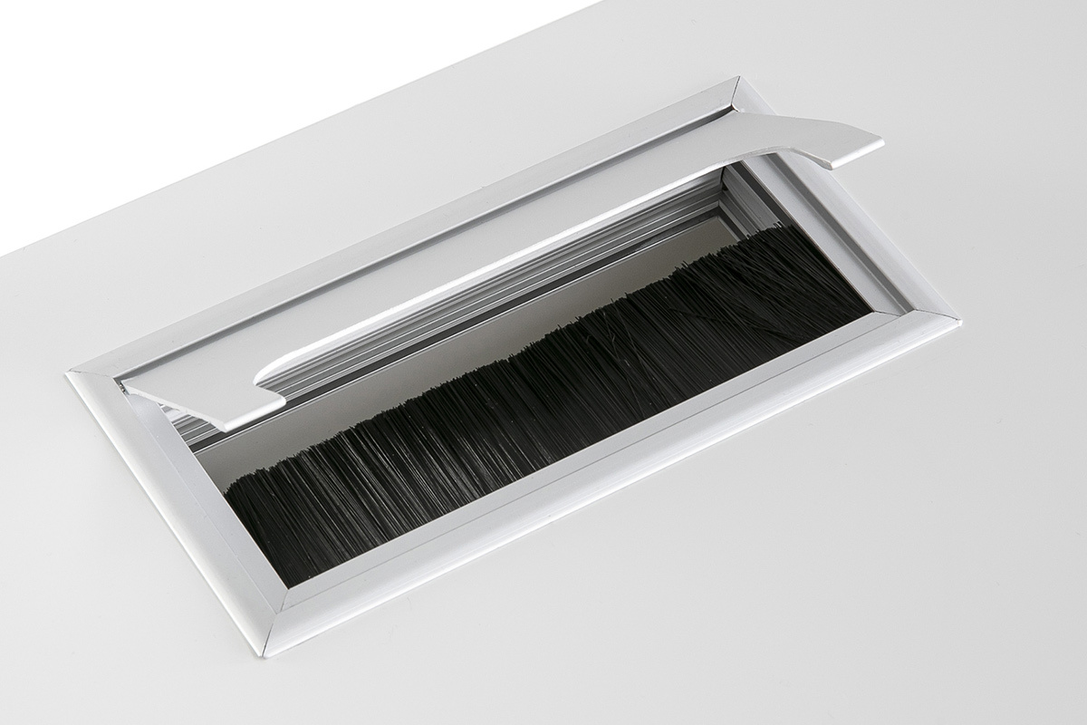 Design-Schreibtisch wei� lackiert Tischbeine Metall 140cm MANA