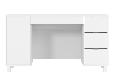 Design-Schreibtisch weiß mit geschlossenem Rollcontainer und 3 Schubladen 140 cm GALLO
