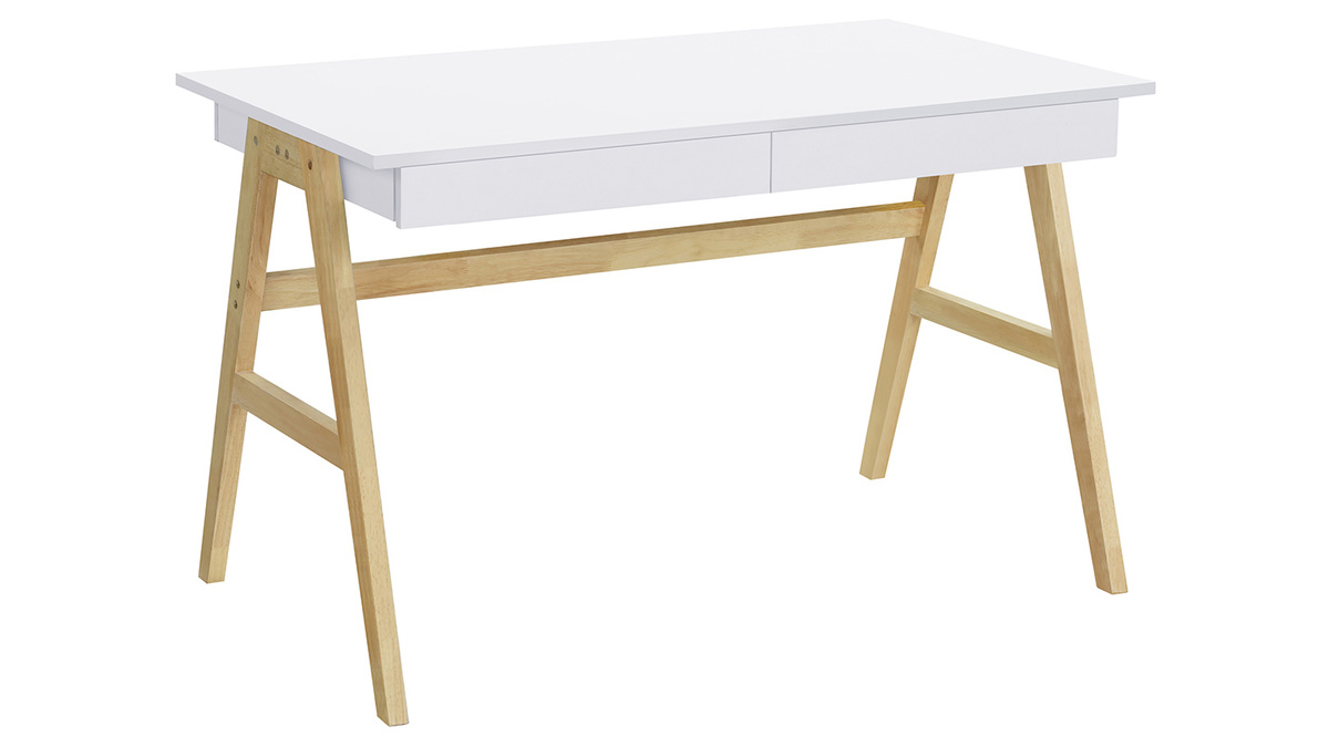 Design-Schreibtisch Weiß und Holz BROOK