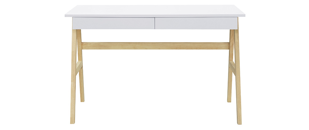 Design-Schreibtisch Weiß und Holz BROOK - Miliboo