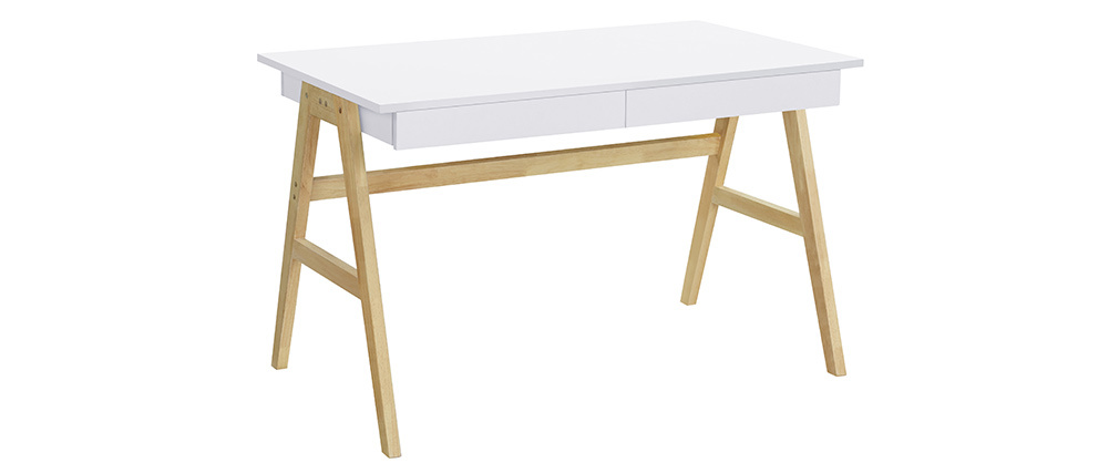 Design-Schreibtisch Weiß und Holz BROOK - Miliboo