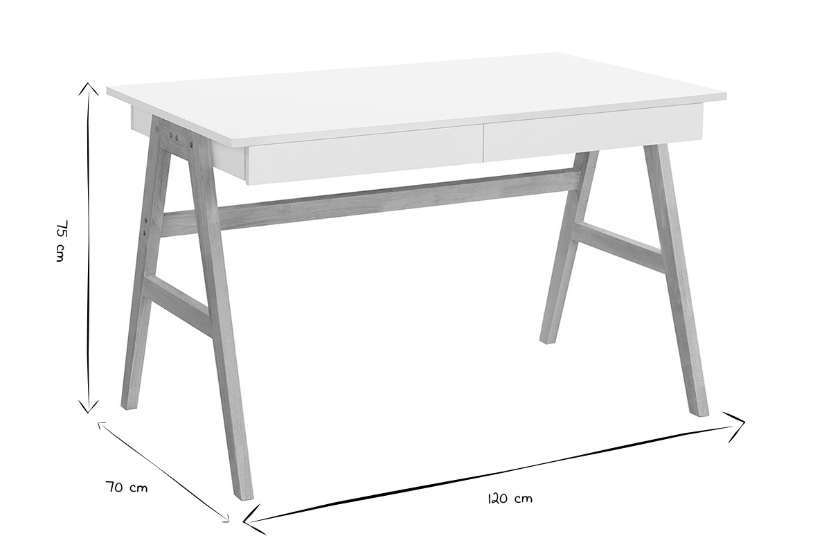 Design-Schreibtisch Wei und Holz BROOK