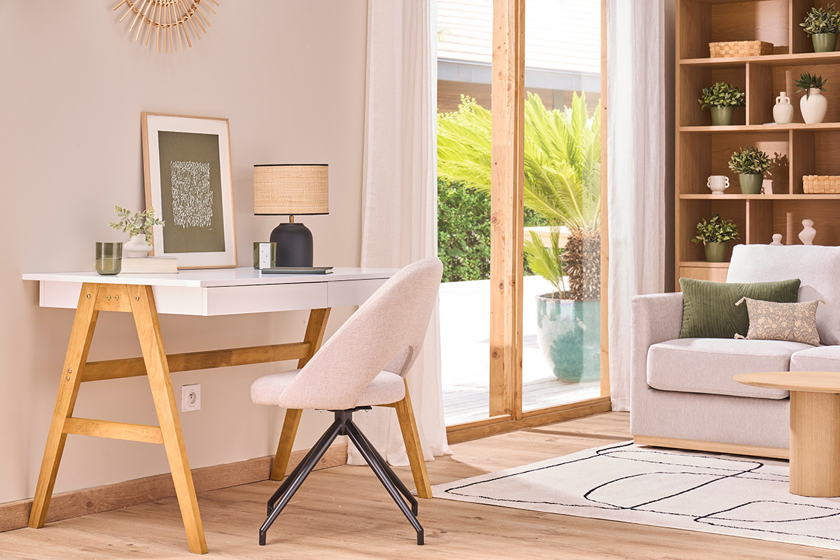 Design-Schreibtisch Wei und Holz BROOK