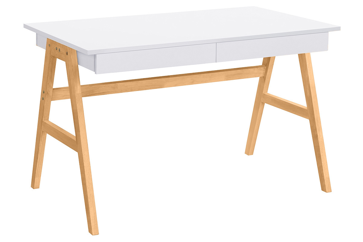 Design-Schreibtisch Wei und Holz BROOK