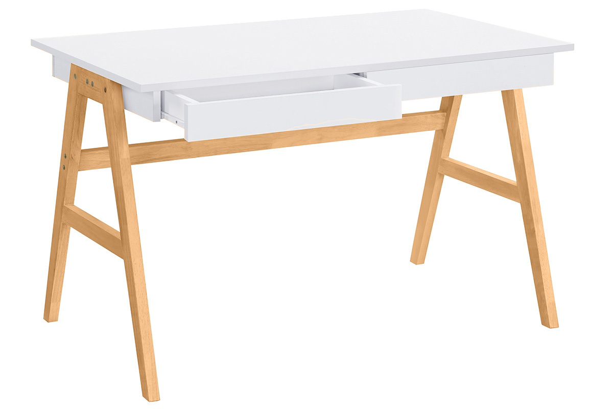 Design-Schreibtisch Wei und Holz BROOK