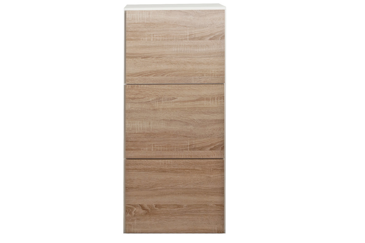 Design-Schuhschrank Holz und Wei 3 Fcher BOBBY