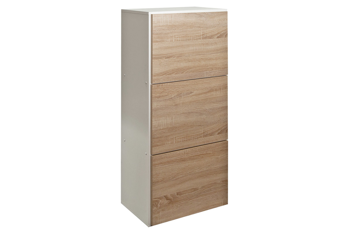 Design-Schuhschrank Holz und Wei 3 Fcher BOBBY