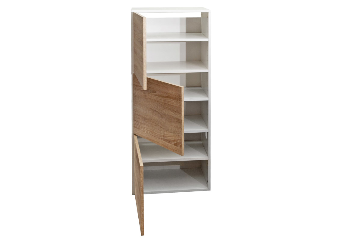 Design-Schuhschrank Holz und Wei 3 Fcher BOBBY