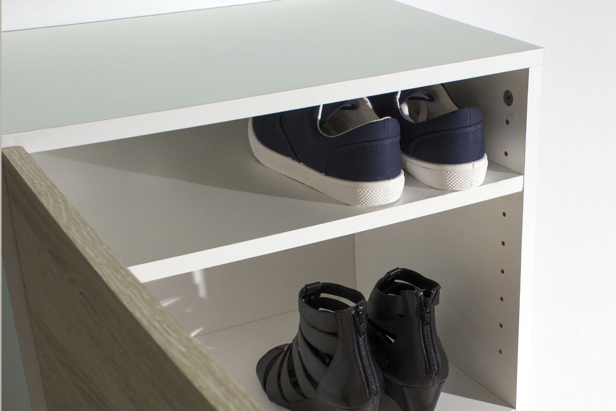 Design-Schuhschrank Holz und Wei 3 Fcher BOBBY