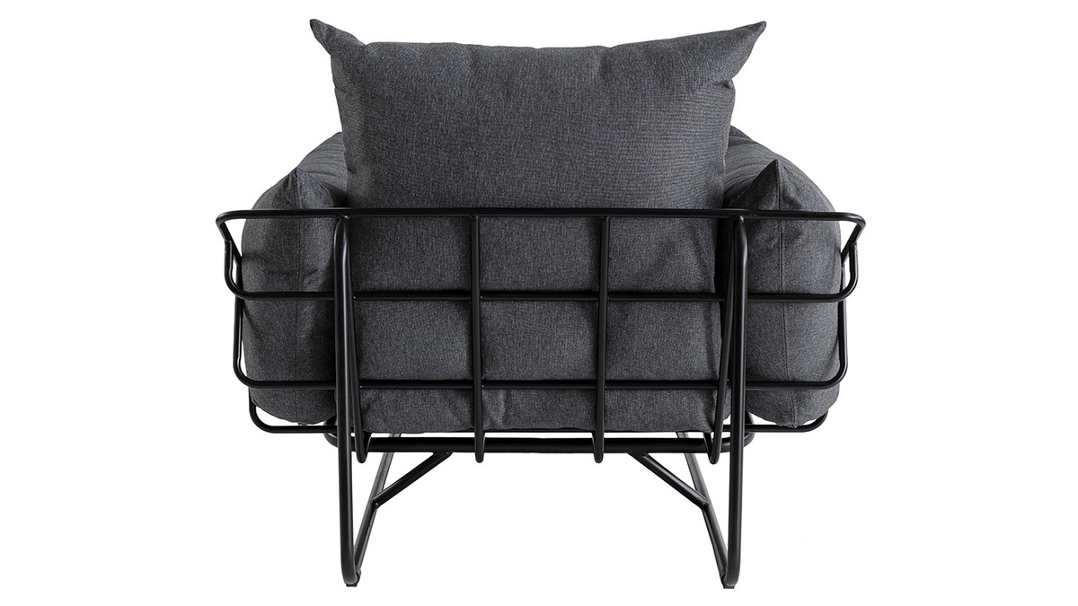 Design-Sessel aus grauem Stoff und Metall KORB