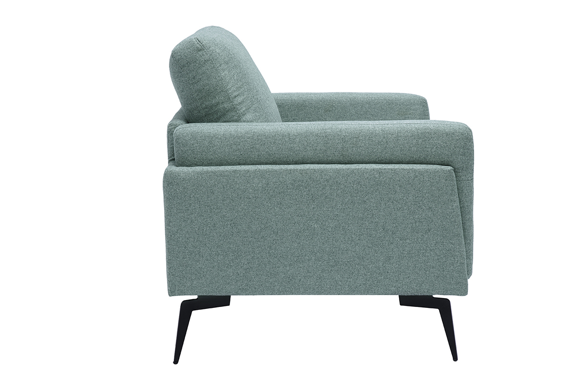 Design-Sessel aus graugrnem Stoff und schwarzem Metall MOSCO