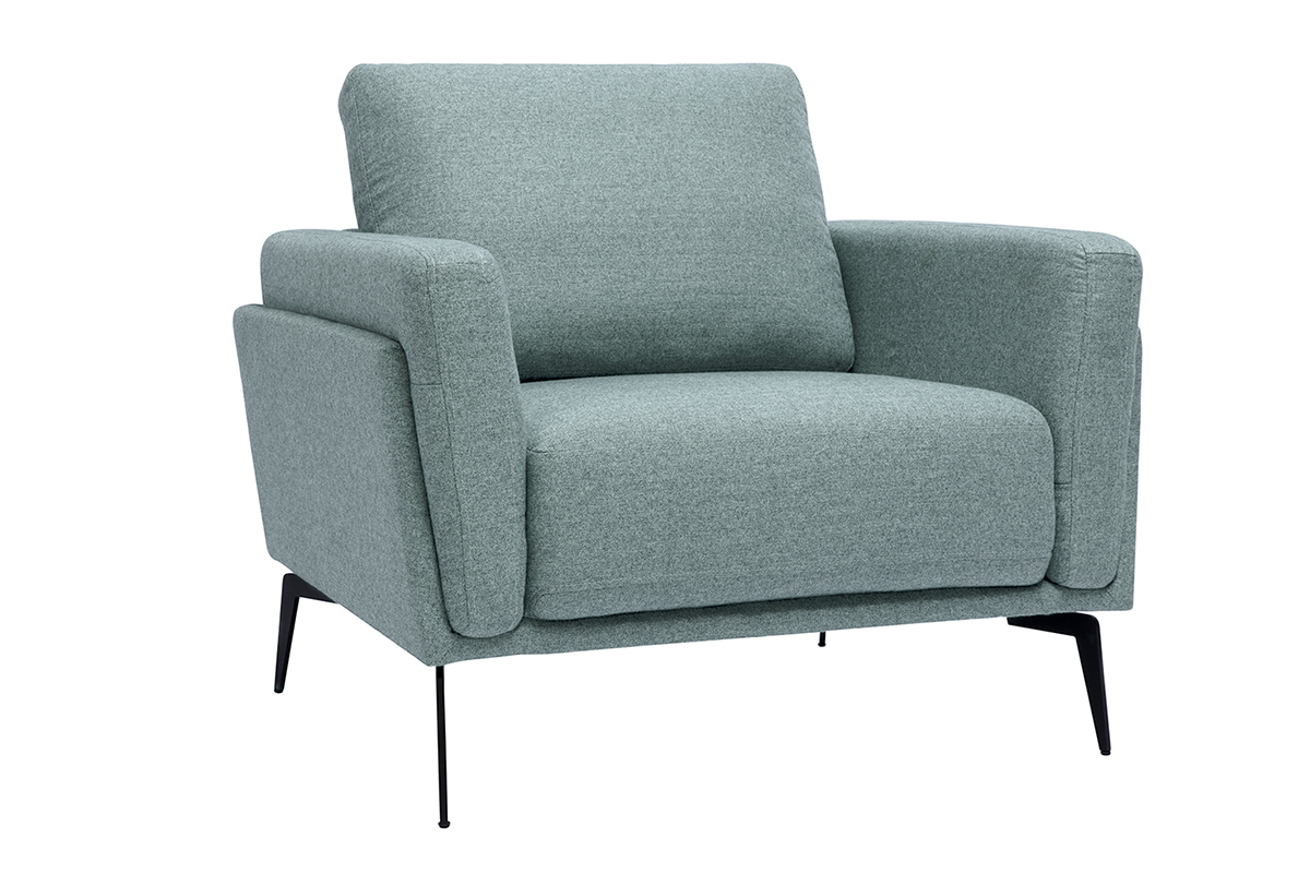 Design-Sessel aus graugrnem Stoff und schwarzem Metall MOSCO