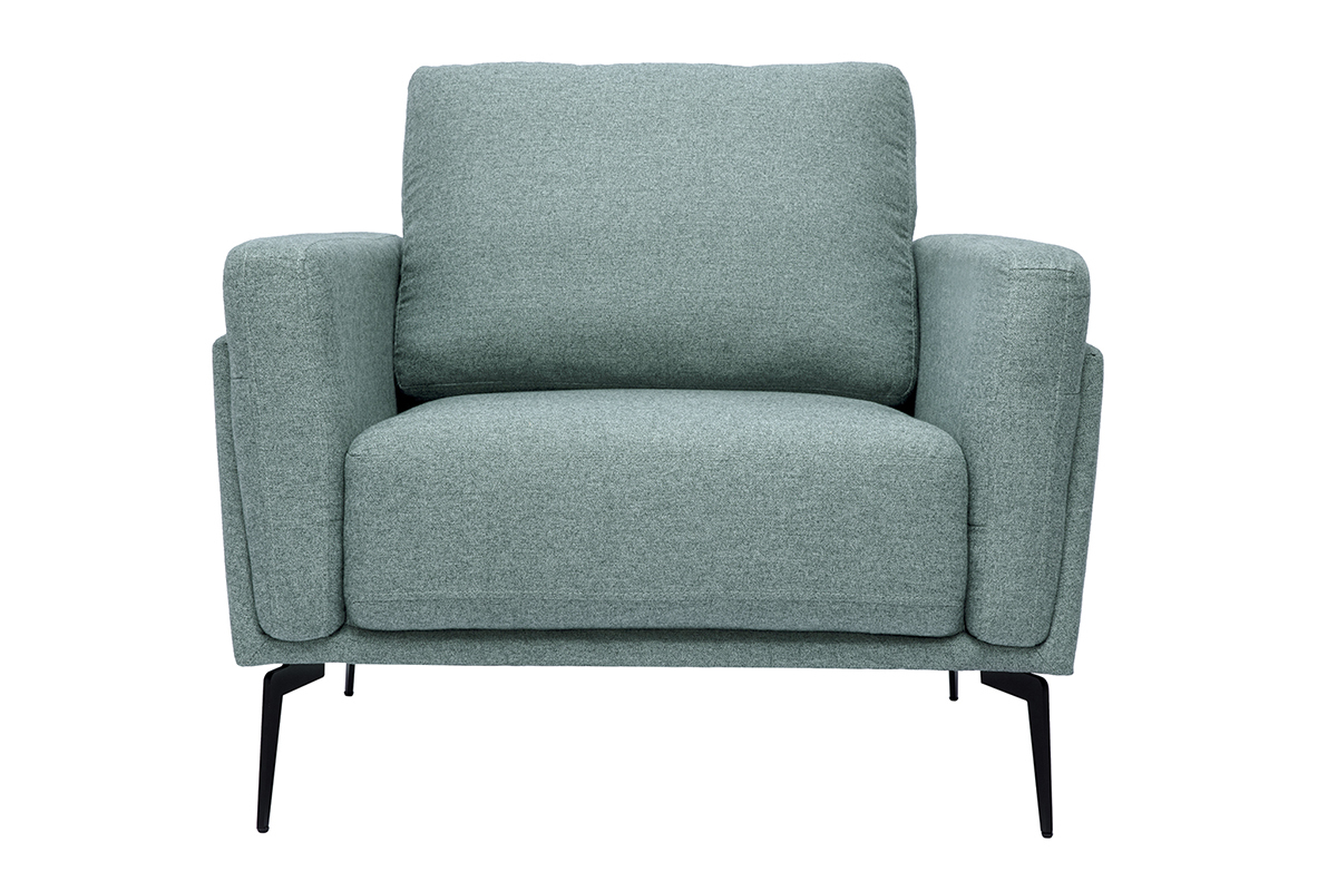 Design-Sessel aus graugrnem Stoff und schwarzem Metall MOSCO
