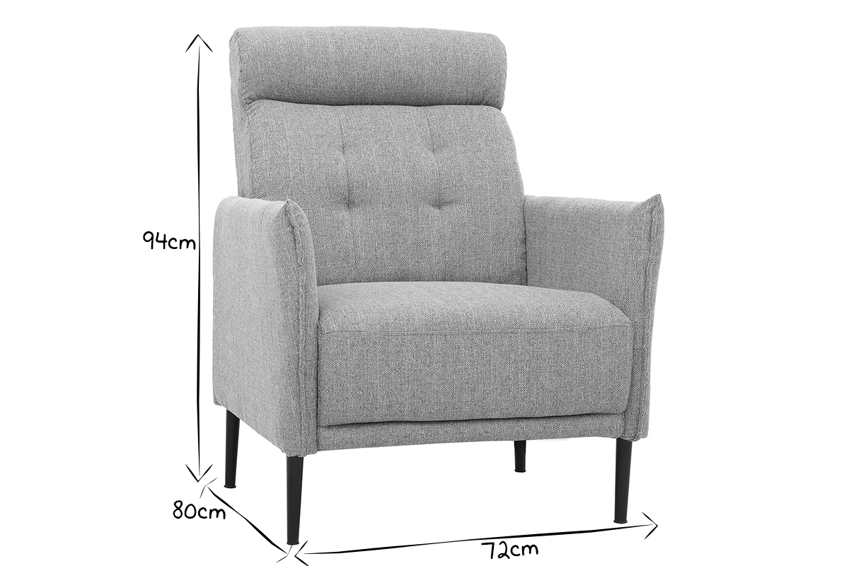 Design-Sessel aus hellgrauem Stoff HIBA
