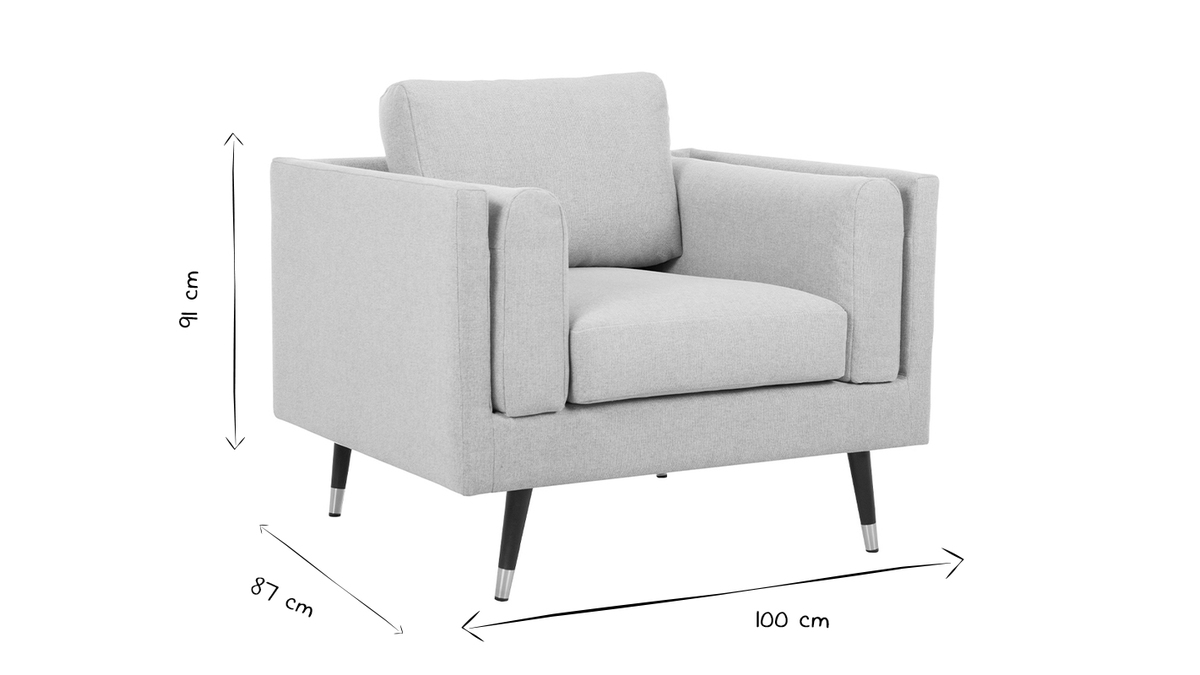 Design-Sessel aus naturbeigem Stoff, schwarzem Holz und vergoldetem Metall STING