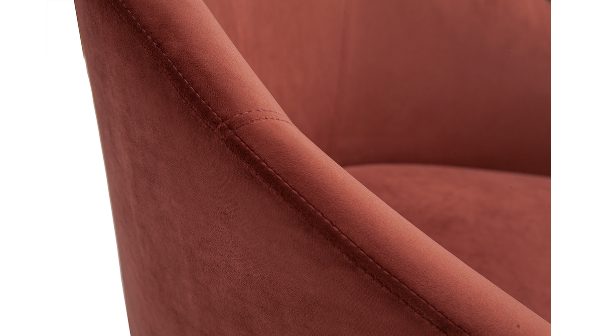 Design-Sessel aus rostfarbenem Samtstoff und schwarzen Metallfüßen OLIVIA