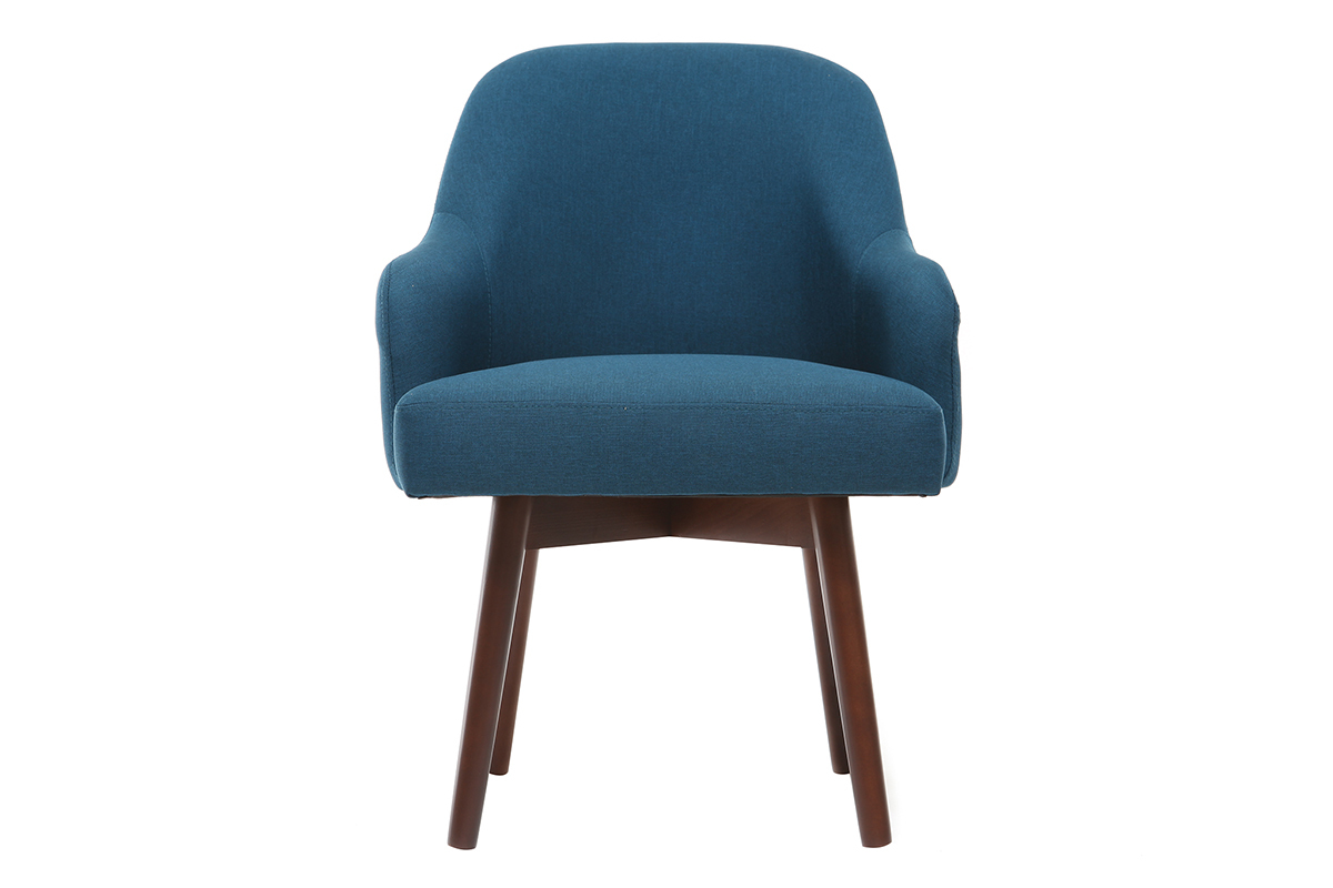 Design-Sessel Blau dunkle Holzbeine MONA