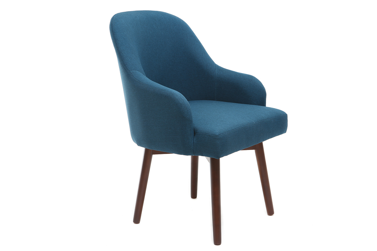 Design-Sessel Blau dunkle Holzbeine MONA