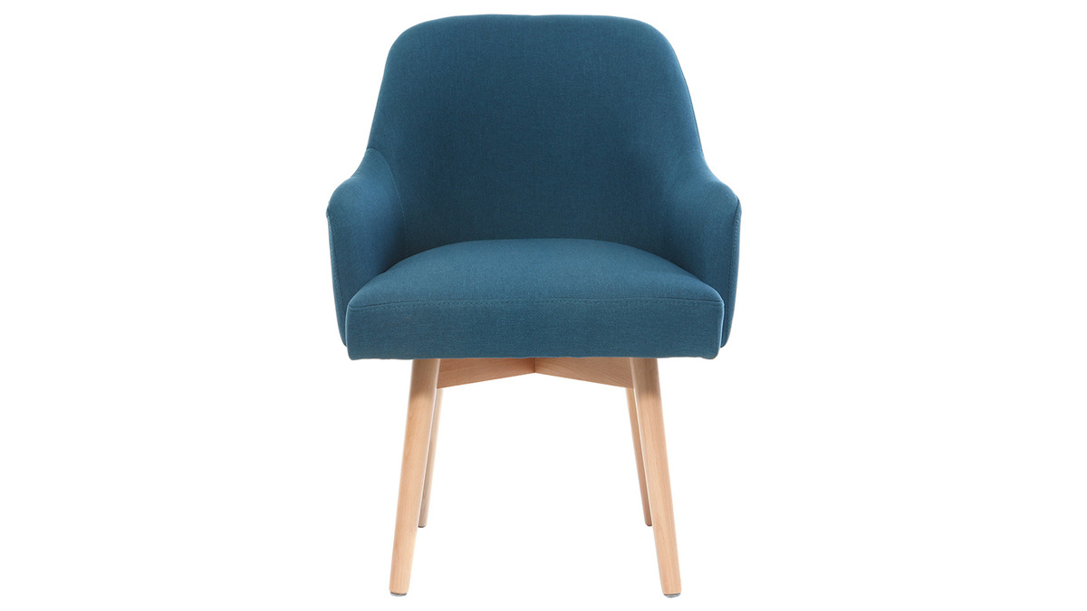 Design-Sessel Blau helle Holzbeine MONA