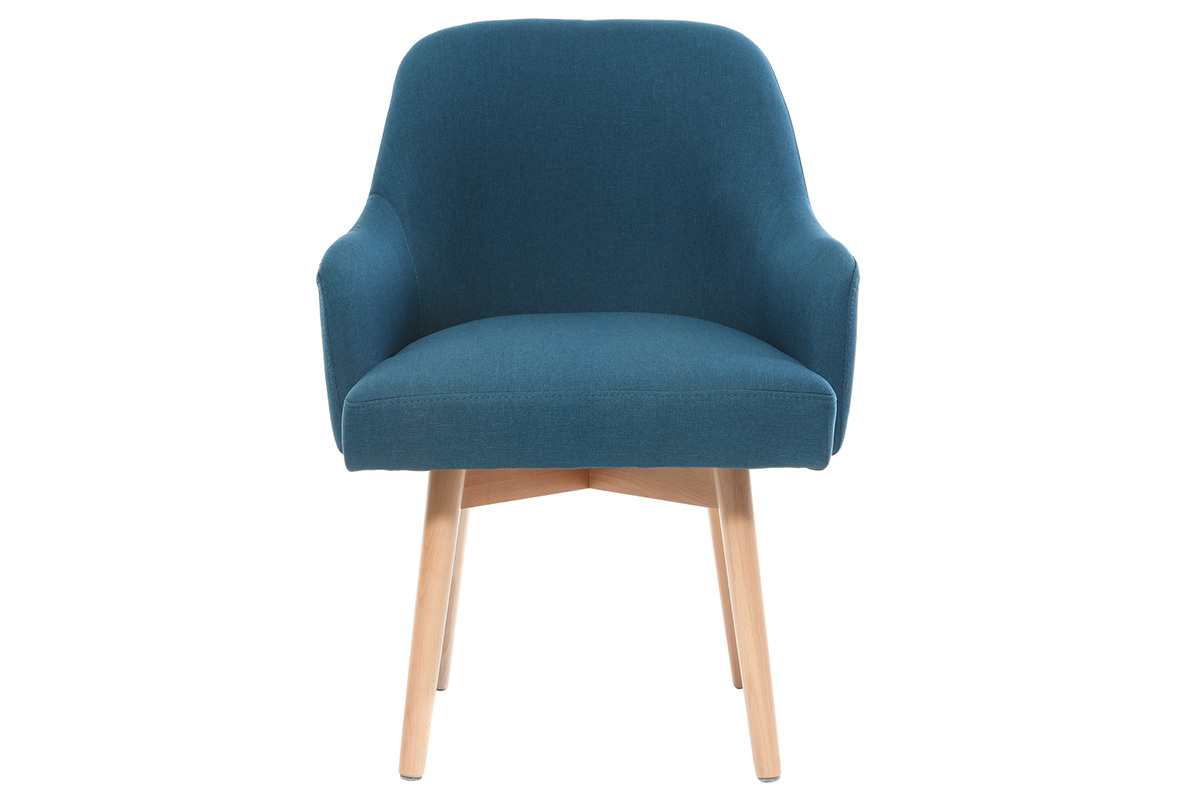 Design-Sessel Blau helle Holzbeine MONA
