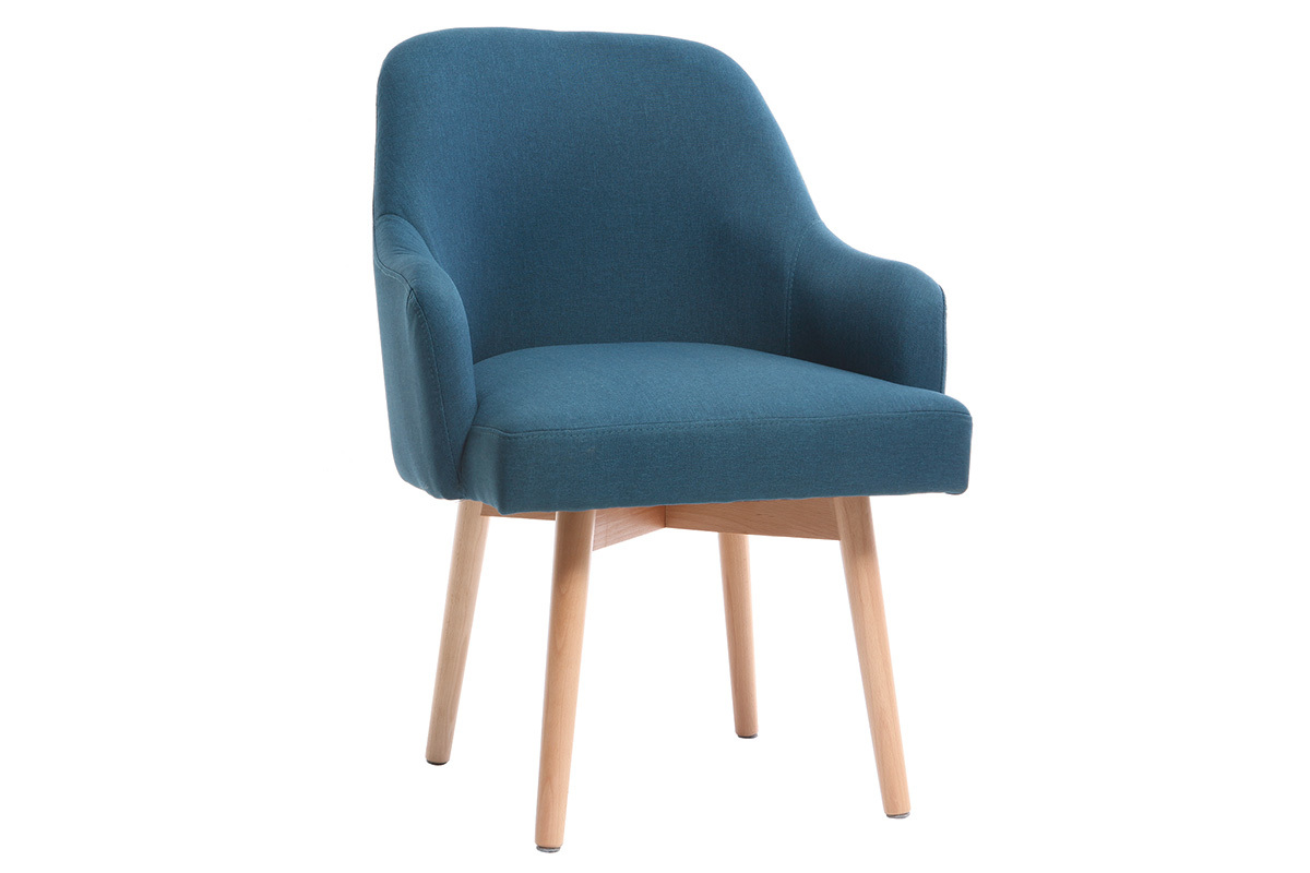 Design-Sessel Blau helle Holzbeine MONA