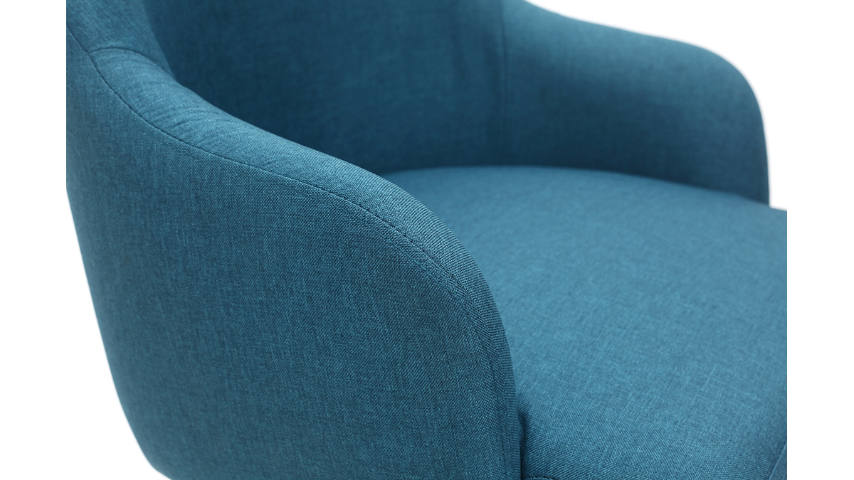 Design-Sessel blaugrner Stoff und Metallbeine Schwarz AMON
