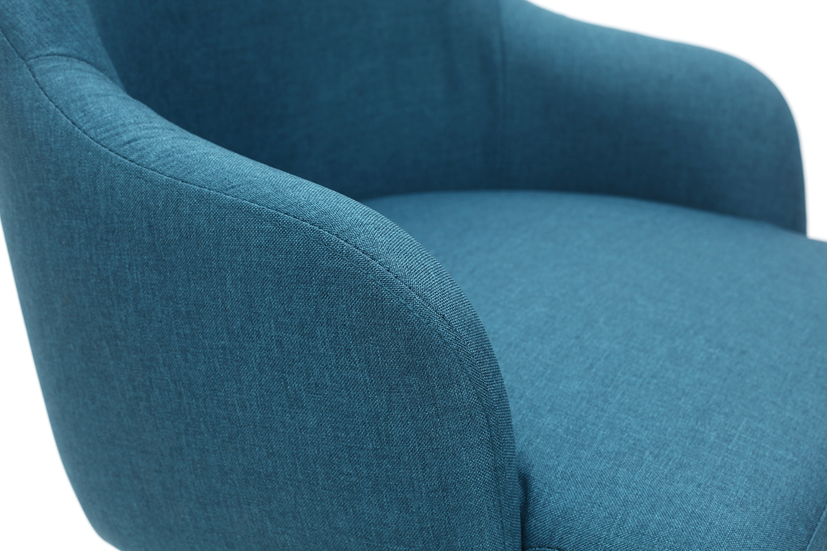 Design-Sessel blaugr�ner Stoff und Metallbeine Schwarz AMON