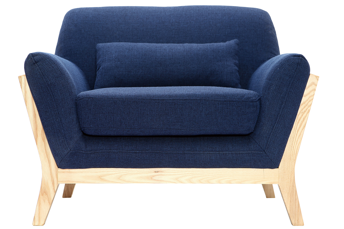 Design-Sessel Dunkelblau und Fe aus Holz YOKO