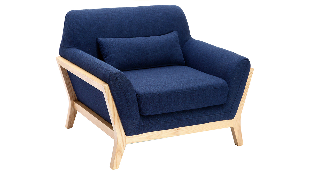 Design-Sessel Dunkelblau und Fe aus Holz YOKO