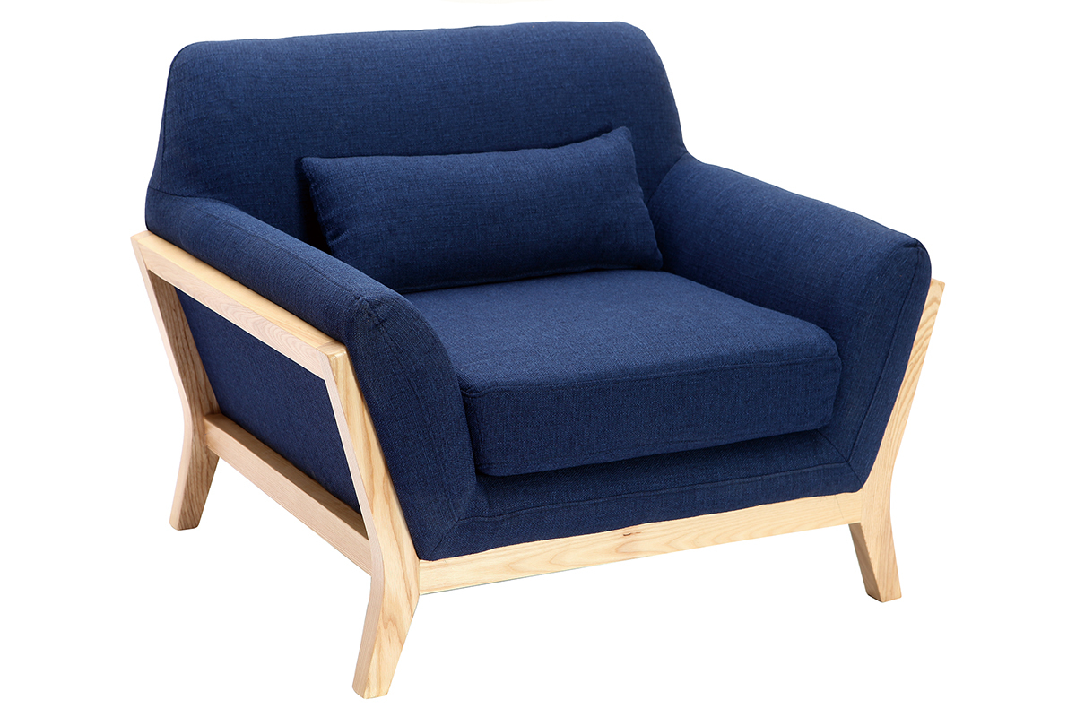 Design-Sessel Dunkelblau und Fe aus Holz YOKO