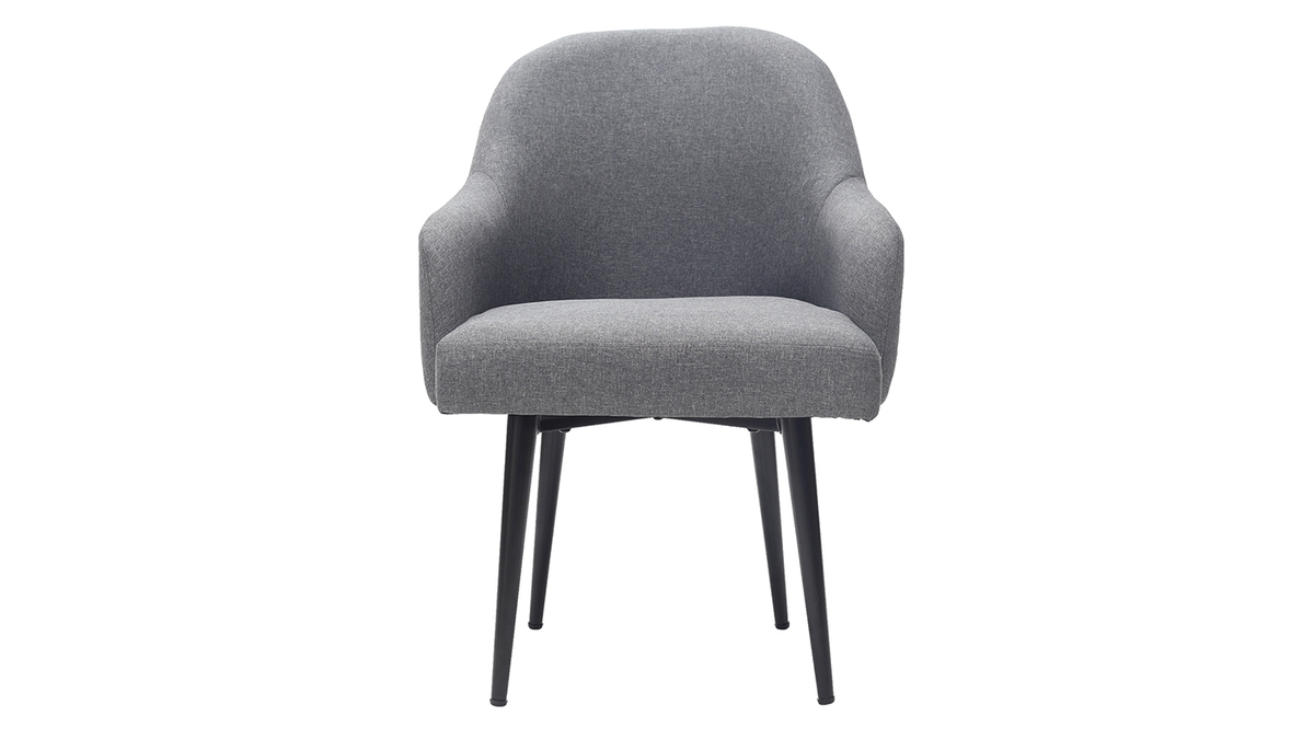 Design-Sessel dunkelgrauer Stoff und Metallbeine Schwarz AMON