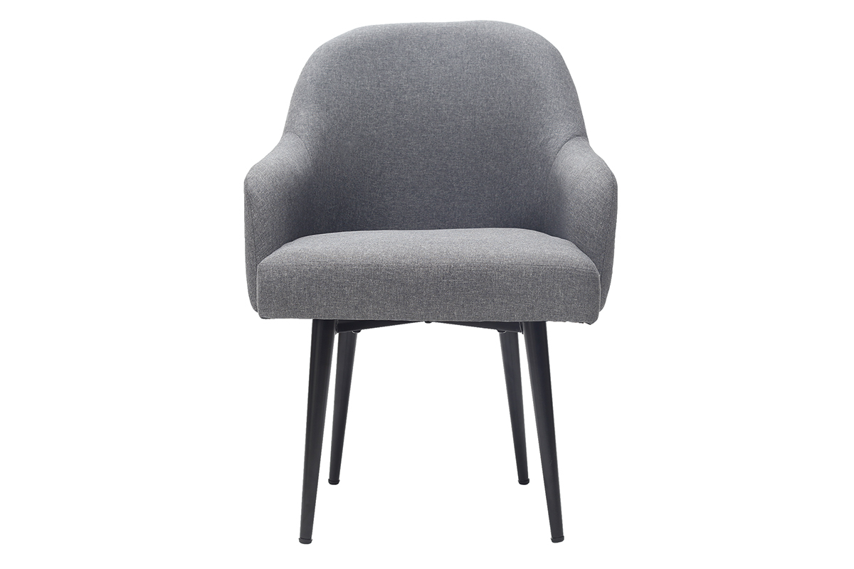Design-Sessel dunkelgrauer Stoff und Metallbeine Schwarz AMON