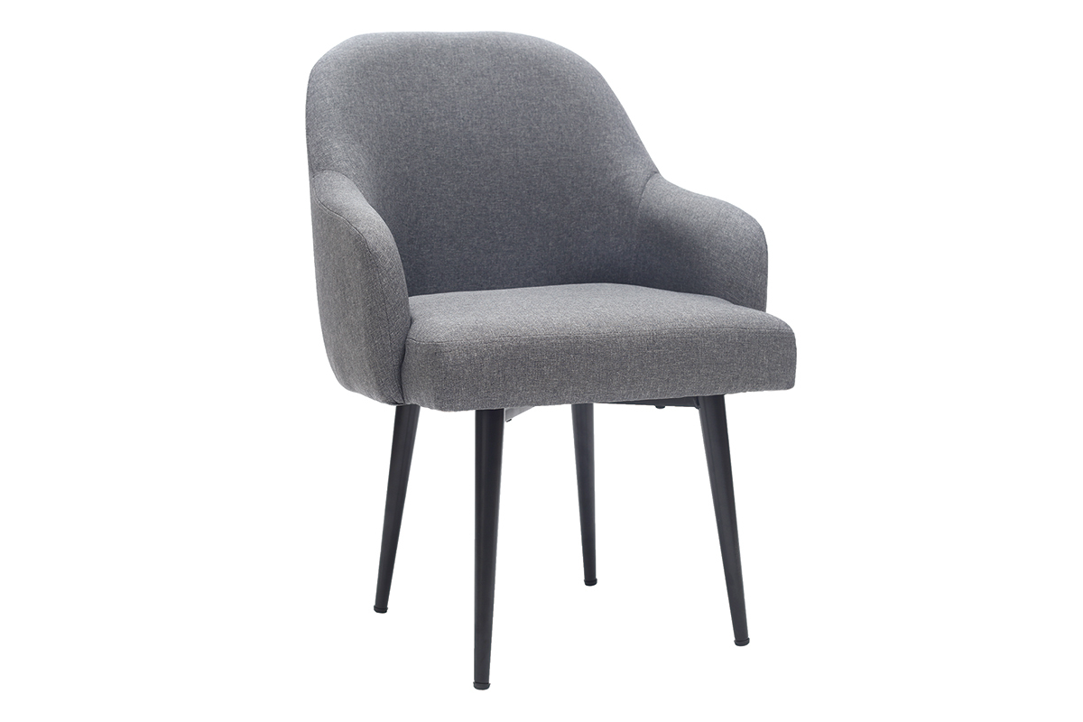 Design-Sessel dunkelgrauer Stoff und Metallbeine Schwarz AMON