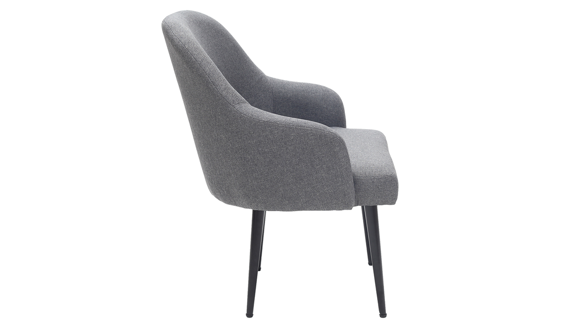 Design-Sessel dunkelgrauer Stoff und Metallbeine Schwarz AMON