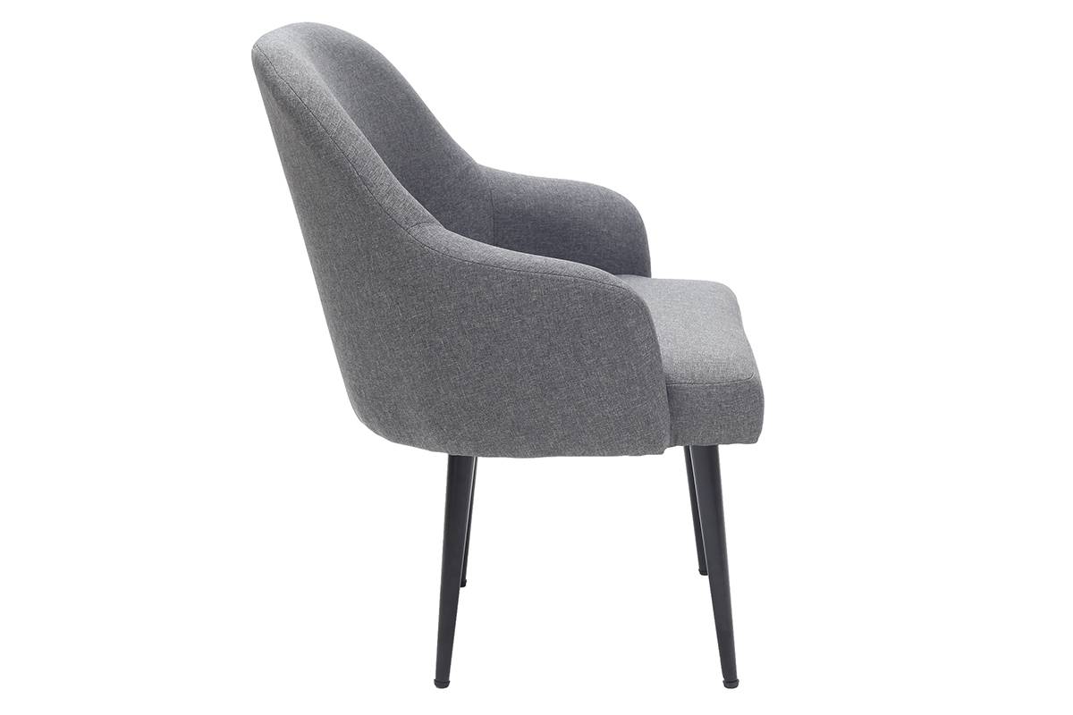 Design-Sessel dunkelgrauer Stoff und Metallbeine Schwarz AMON