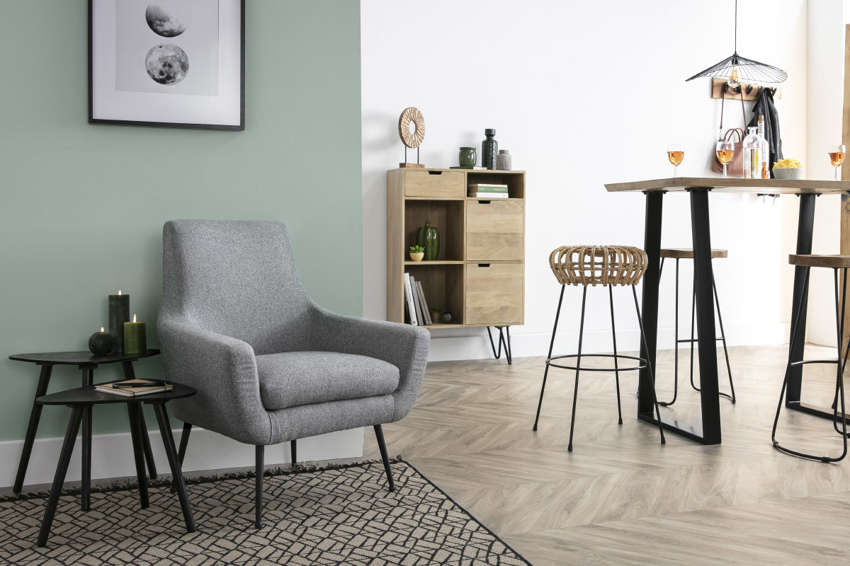 Design-Sessel dunkelgrauer und schwarzes Metall MONTANA