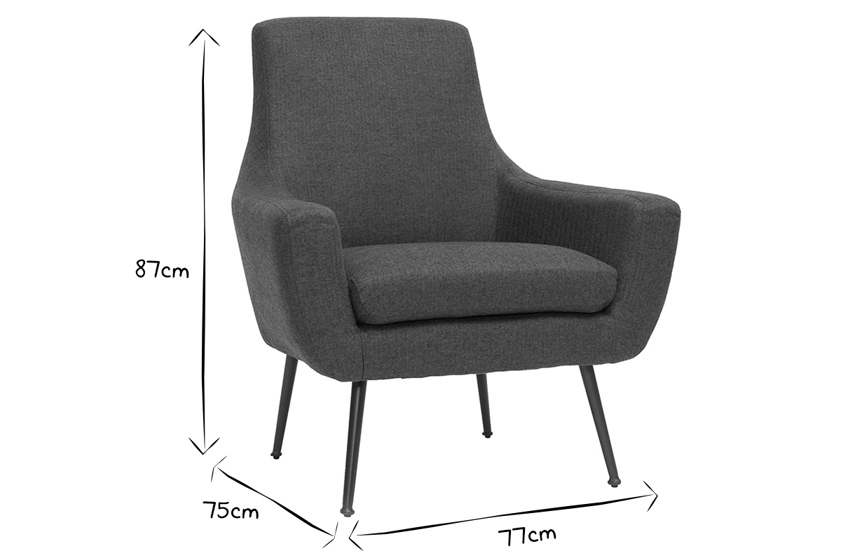 Design-Sessel dunkelgrauer und schwarzes Metall MONTANA