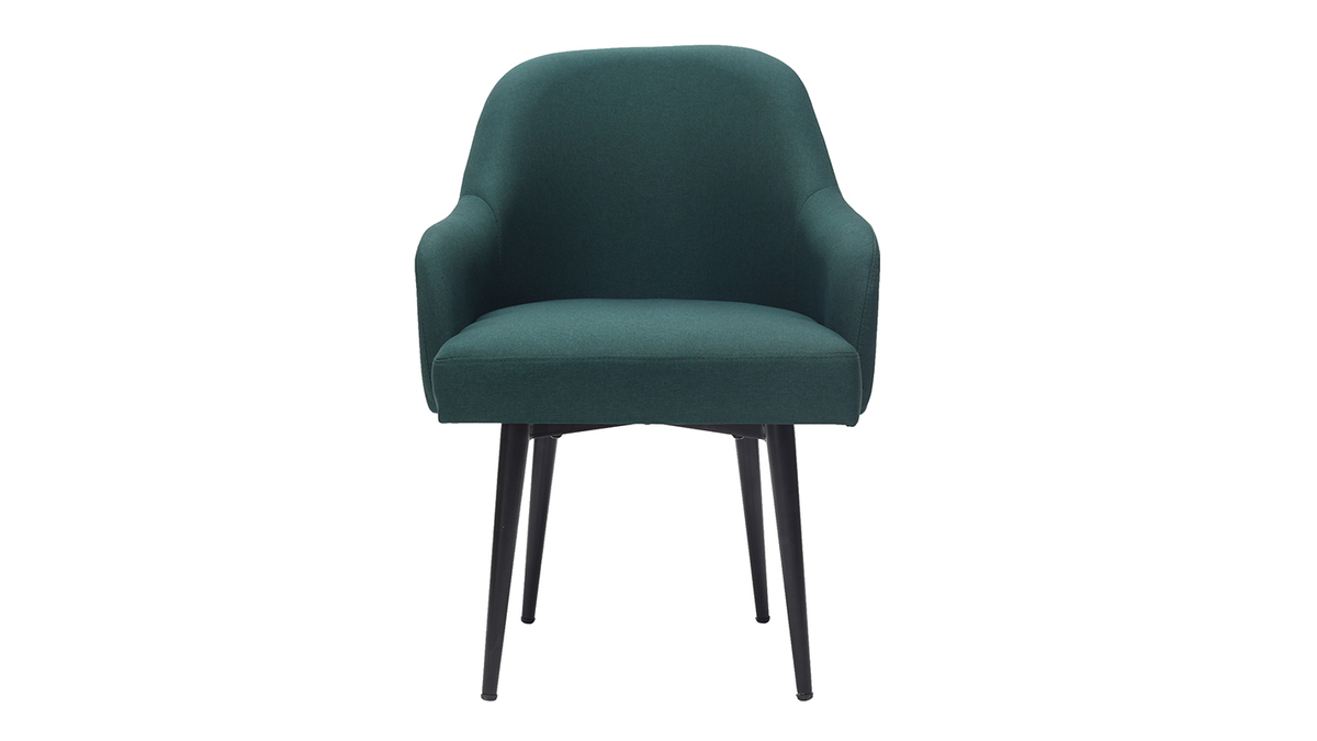 Design-Sessel dunkelgrner Stoff und Metallbeine Schwarz AMON