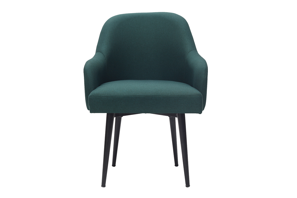 Design-Sessel dunkelgrner Stoff und Metallbeine Schwarz AMON