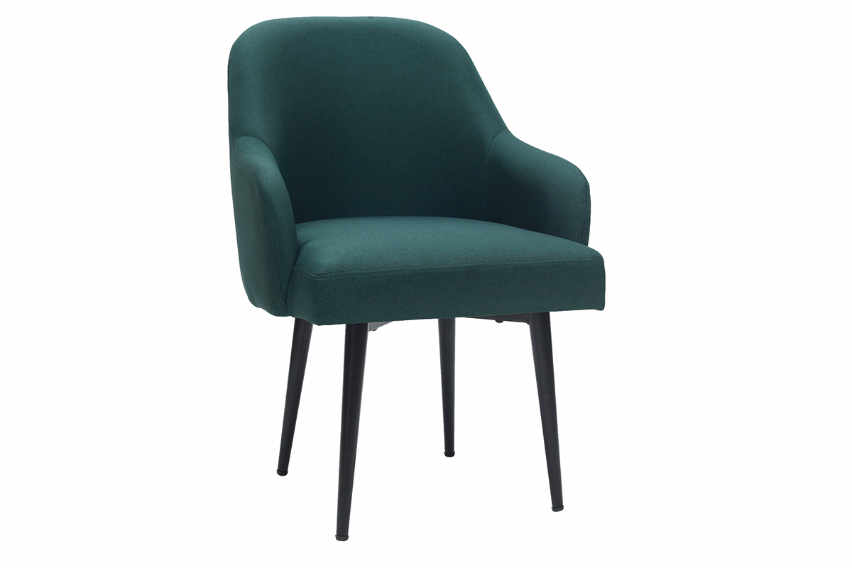 Design-Sessel dunkelgrner Stoff und Metallbeine Schwarz AMON