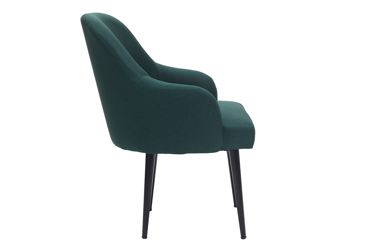 Design-Sessel dunkelgrner Stoff und Metallbeine Schwarz AMON